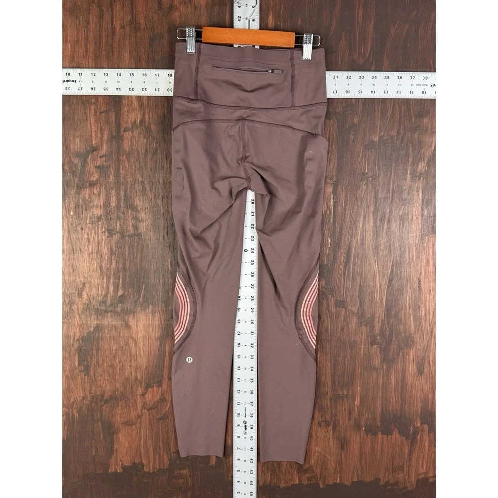 Lululemon Speed Limit 25" Legging Pants High Rise Cherry Cola Nulu Womens‎ 4 EUC - Picture 3 of 6